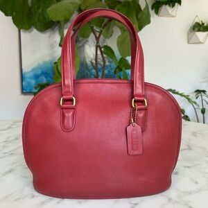 COACH Vintage Pelham Zip Dome Satchel 9958 Red Glovetanned Leather 90's USA